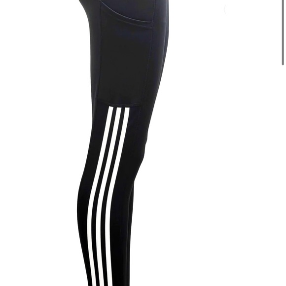 Adidas 3 striped pocket high waste leggings. CLIMALITE . Size medium. - Picture 2 of 9